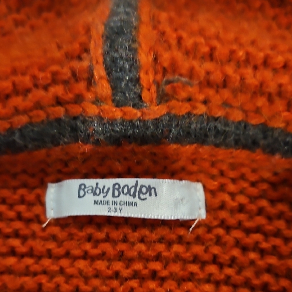 Baby Boden Orange Hooded Sweater - Picture 2 of 4